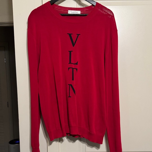Valentino Red Knit Crewneck with Black VLTN - Picture 1 of 4